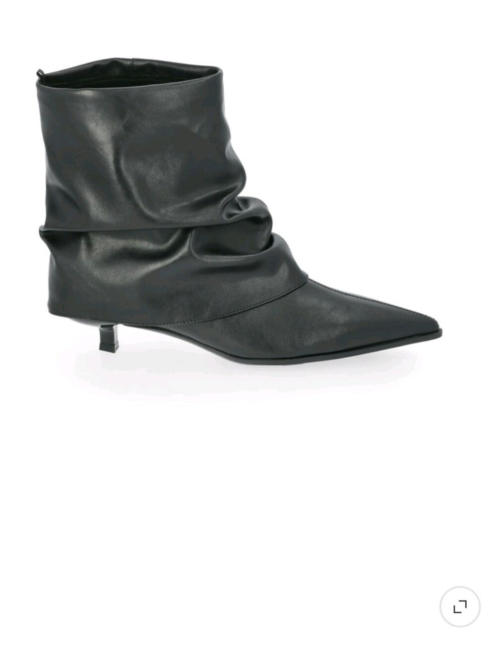 Time and Tru Black Slouchy Pointed-Toe Kitten Heel Ankle Boots